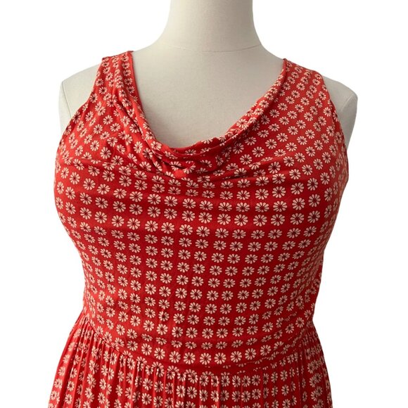 Maeve Anthropologie Size 1X Tangerine Orange Brianne Floral Cowl Neck Midi Dress - Picture 7 of 16